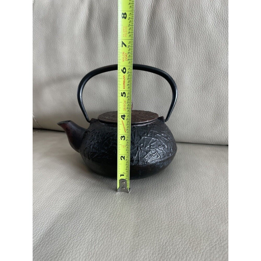 Vintage Japanese Cast Iron Teapot Tea Kettle stamped Enameled Pine Needle Acorn - Picture 4 of 9